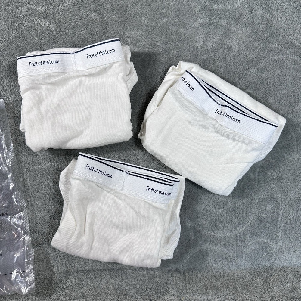 VTG Fruit of the Loom Briefs 3 Pack White Underwear Tighty Wighty Mens 3XL 80's
